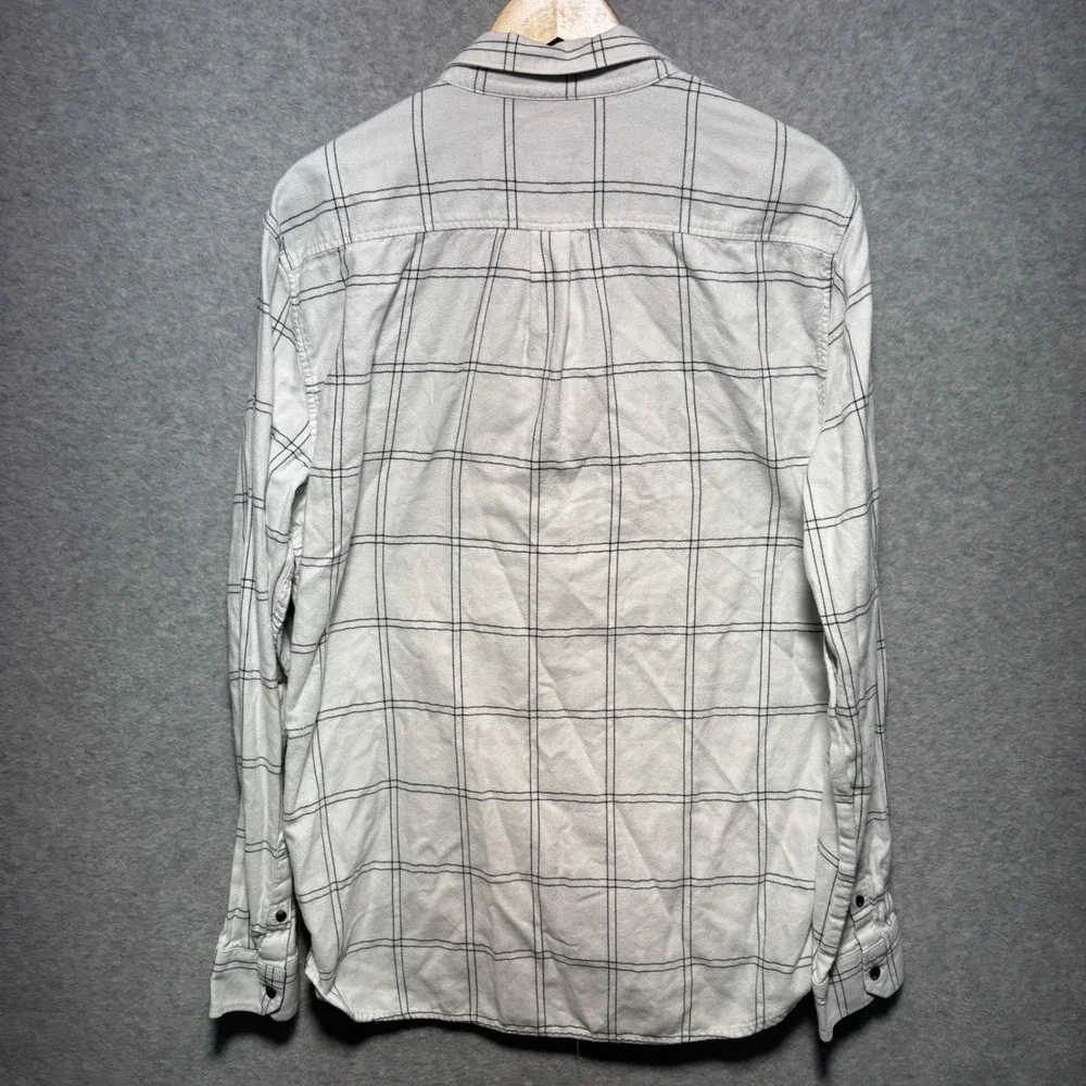 Vans Mens XL Tailored Fit Windowpane Plaid Flannel Shirt White Black VN0A3166WHT - Picture 3 of 8